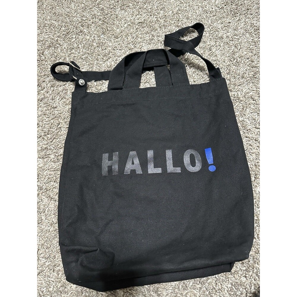 Baggu Caviar "Hallo!" Recycled Cotton Black Tote Bag - Picture 6 of 8